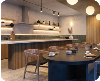 Bistro area · Render oficial